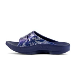 'OOFOS' Women's OOahh Slide Limited Edition - Navy / Silver / Silver Snake -OOfos 1103NVYSILSNK shot4 1024x1024@2x