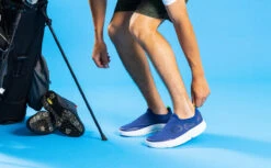 OOfos Men's OOmg EeZee Low Shoe - White Navy -OOfos Mens NavyeeZee3