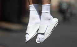 OOfos Men's OOahh Sport Flex Sandal - White -OOfos Mens WhiteSportFlex