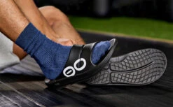 OOfos Men's OOahh Sport Slide Sandal - Black White -OOfos MicrosoftTeams image 121