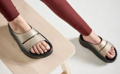 OOfos Women's OOmega OOahh Luxe Sandal - Latte -OOfos MicrosoftTeams image 260